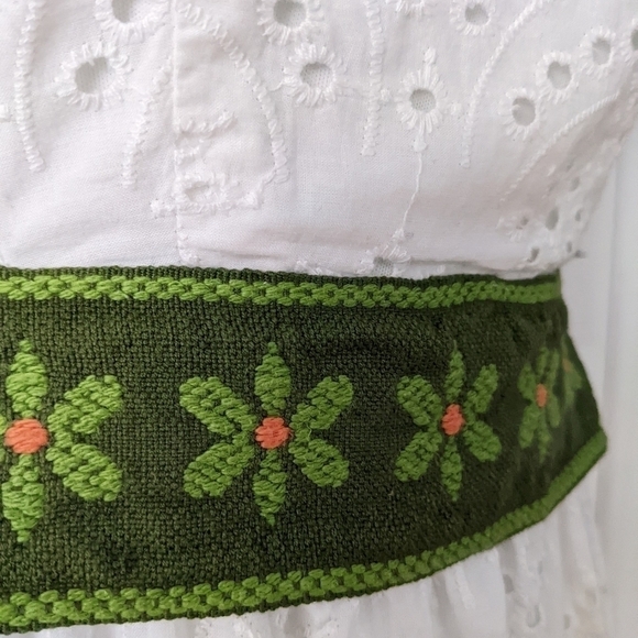 Japna embroidered see through flutter  sleeves dress white Reworked XS @z - Picture 7 of 12